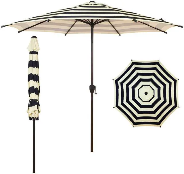 Main image of Abba Patio 9FT Lyon Outdoor Patio Umbrella Outdoor Table Umbrella with Push Button Tilt and Crank Market Umbrella 8 Sturdy Ribs UV Protection Waterproof for Garden Deck Backyard Pool, Black & Ivory