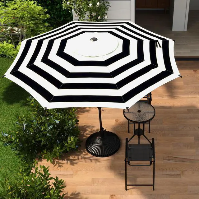 Alt view image 2 of 7 - Abba Patio 9FT Lyon Outdoor Patio Umbrella Outdoor Table Umbrella with Push Button Tilt and Crank Market Umbrella 8 Sturdy Ribs UV Protection Waterproof for Garden Deck Backyard Pool, Black & Ivory