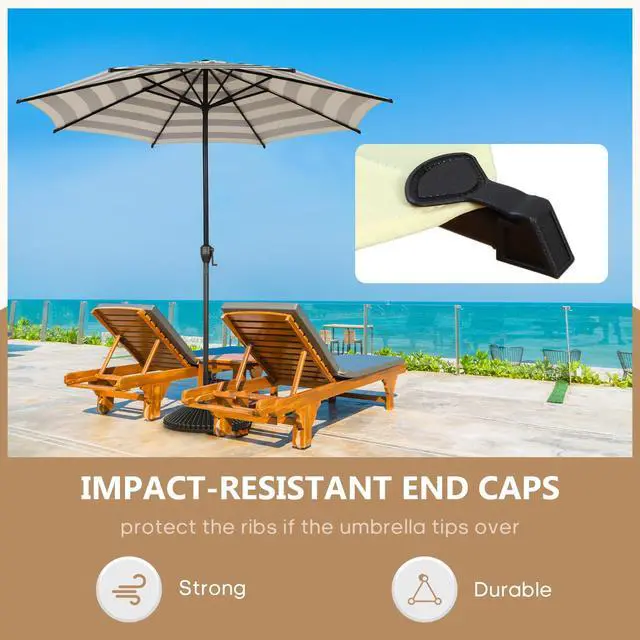 Alt view image 6 of 7 - Abba Patio 9FT Lyon Outdoor Patio Umbrella Outdoor Table Umbrella with Push Button Tilt and Crank Market Umbrella 8 Sturdy Ribs UV Protection Waterproof for Garden Deck Backyard Pool, Black & Ivory
