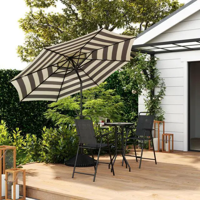 Alt view image 7 of 7 - Abba Patio 9FT Lyon Outdoor Patio Umbrella Outdoor Table Umbrella with Push Button Tilt and Crank Market Umbrella 8 Sturdy Ribs UV Protection Waterproof for Garden Deck Backyard Pool, Black & Ivory