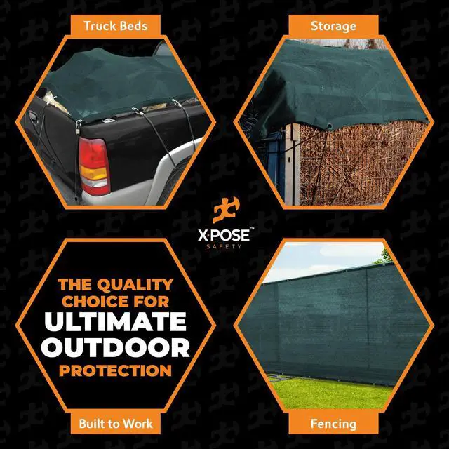 Alt view image 2 of 7 - Xpose Safety Heavy Duty Green Mesh Tarp 8' x 10' 70% Sunblock Shade Cloth with Grommets for Garden, Fence, Privacy Screen, Canopies, Dump Trucks, Pool Cover Tear & Weather Resistant