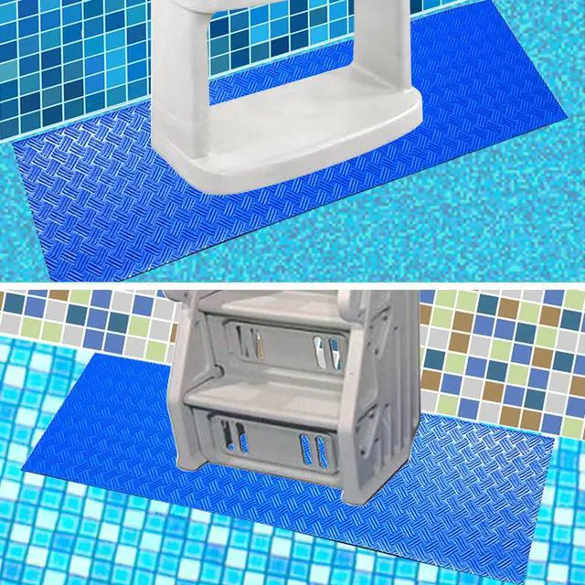 Alt view image 6 of 7 - SKARUMMER Swimming Pool Ladder Mat - Protective Pool Ladder Pad Step Mat with Non-Slip Texture, Blue Medium Pool Step Mat, Pool Liner Protection Mat (60 X 45 inch)
