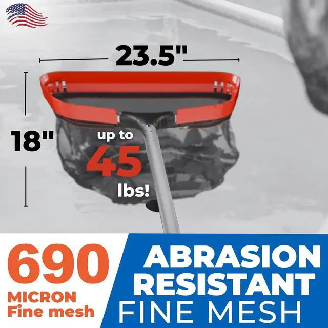 Alt view image 2 of 7 - ProTuff 23" Fine Pool Net for PROS 490 Promise Unlimited Unconditional Replacement Cleans 3X Faster Than Vacuum Wide Pool Skimmer Net with Deep Bag for Easy Maintenance of Leaves, Bugs, Debris