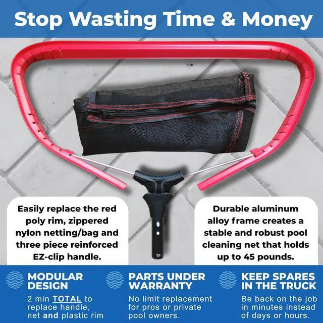 Alt view image 6 of 7 - ProTuff 23" Fine Pool Net for PROS 490 Promise Unlimited Unconditional Replacement Cleans 3X Faster Than Vacuum Wide Pool Skimmer Net with Deep Bag for Easy Maintenance of Leaves, Bugs, Debris