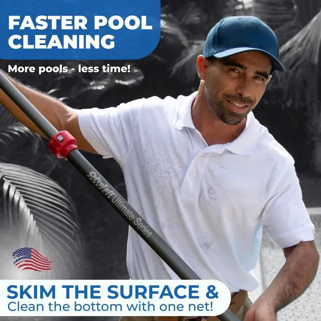 Alt view image 4 of 7 - ProTuff 23" Fine Pool Net for PROS 490 Promise Unlimited Unconditional Replacement Cleans 3X Faster Than Vacuum Wide Pool Skimmer Net with Deep Bag for Easy Maintenance of Leaves, Bugs, Debris