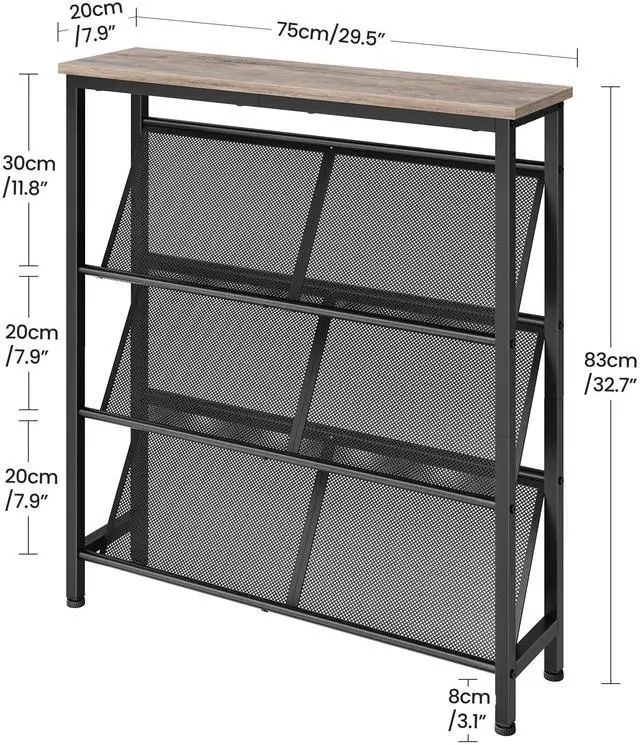 Alt view image 5 of 7 - CHOEZON Shoe Rack, 4-Tier Slanted Shoe Storage Shelf, Narrow Shoe Rack for Entryway, Shoe Organizer with Adjustable Feet, Slim Shoe Shelf with Wooden Top and Metal Frame, Greige and Black TXJ75BG