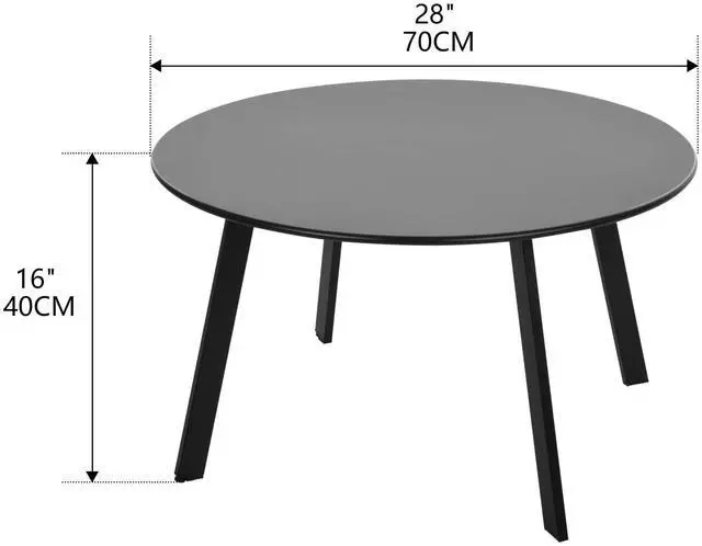 Alt view image 4 of 7 - Meluvici Outdoor Side Table, Outdoor/Indoor Metal Steel Patio Coffee Table, Round Weather Resistant Anti-Rust (Black)