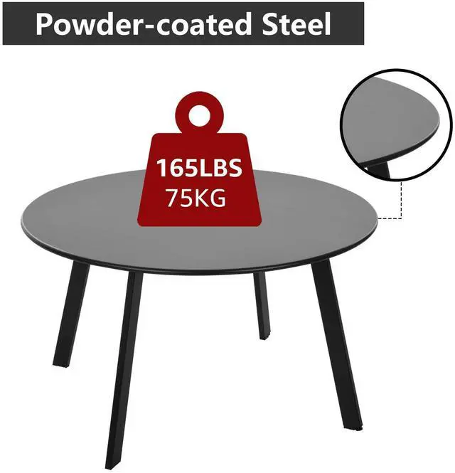 Alt view image 5 of 7 - Meluvici Outdoor Side Table, Outdoor/Indoor Metal Steel Patio Coffee Table, Round Weather Resistant Anti-Rust (Black)