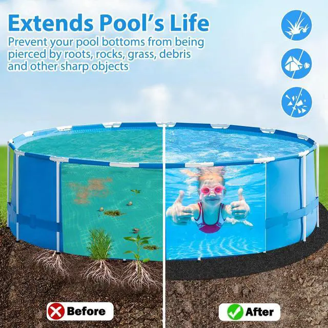 Alt view image 4 of 7 - Thickened Pool Liner Pad for Above Ground Pool,Heavy Duty 18 FT Round Under Pool Mat Padding, Pool Ground Pad Mat Under Pool for Pool Bottom, Prevent Punctures, Extend Liner Life