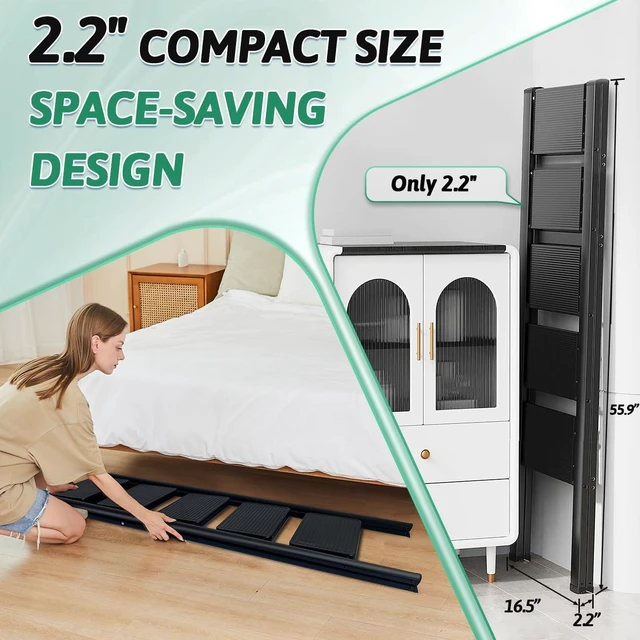 Alt view image 5 of 7 - 5-Step Folding Ladder for Home Use, Heavy-Duty Step Ladder with Anti-Slip Wide Steps, Portable Foldable Ladder, 330 lbs Load Capacity