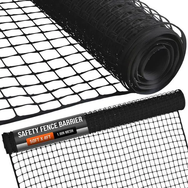Main image of Houseables Plastic Fence, Plastic Mesh Fence, Mesh Fencing, Deer Netting, Cat Netting, Temporary, Balcony, Pets, Garden, Chicken, Poultry, Dogs, Construction, Yard, Protection, Black, 4 x 50 Feet Roll