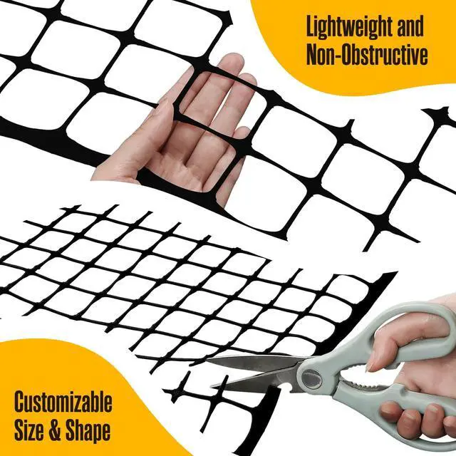 Alt view image 6 of 7 - Houseables Plastic Fence, Plastic Mesh Fence, Mesh Fencing, Deer Netting, Cat Netting, Temporary, Balcony, Pets, Garden, Chicken, Poultry, Dogs, Construction, Yard, Protection, Black, 4 x 50 Feet Roll