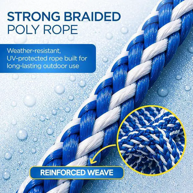 Alt view image 3 of 7 - FibroPool 50 ft Pool Safety Rope with 16 Floats Adjustable Buoy Lane Divider, UV Braided, Chrome Hooks Shallow & Deep End Line for Inground & Above Ground Swimming Pools
