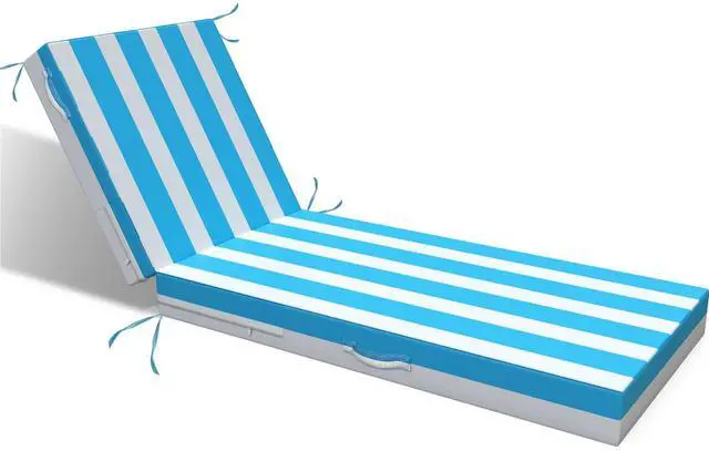 Main image of L'AGRATY Outdoor Lounge Chaise Cushion: 72x21x3 Inch Waterproof Lounge Chair Cushion for Outdoor Furniture with Fade Resistant Removable Cover - Patio Cushions for Pool Lawn Deck(Blue White 1Pack)
