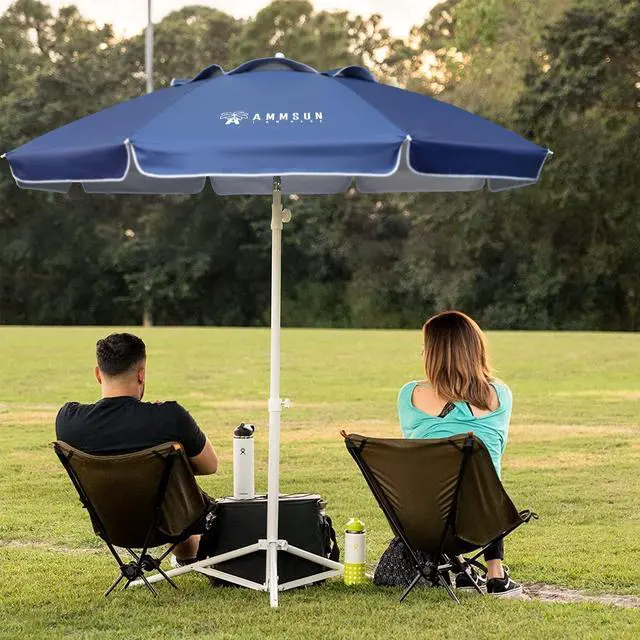 Alt view image 2 of 7 - AMMSUN Shade Umbrella, Premium Portable Umbrella with Stand, 6.5ft Lightweight Free Standing Canopy for Sporting Games, Adjustable Instant Sun Protection and Easy to Carry, Navy Blue