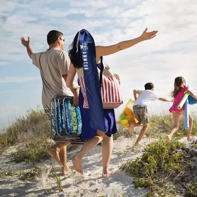 Alt view image 7 of 7 - AMMSUN Shade Umbrella, Premium Portable Umbrella with Stand, 6.5ft Lightweight Free Standing Canopy for Sporting Games, Adjustable Instant Sun Protection and Easy to Carry, Navy Blue
