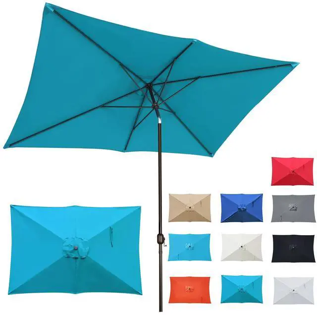 Main image of Blissun 10' Rectangular Patio Umbrella Outdoor Market Table Umbrella with Push Button Tilt and Crank (Cerulean)