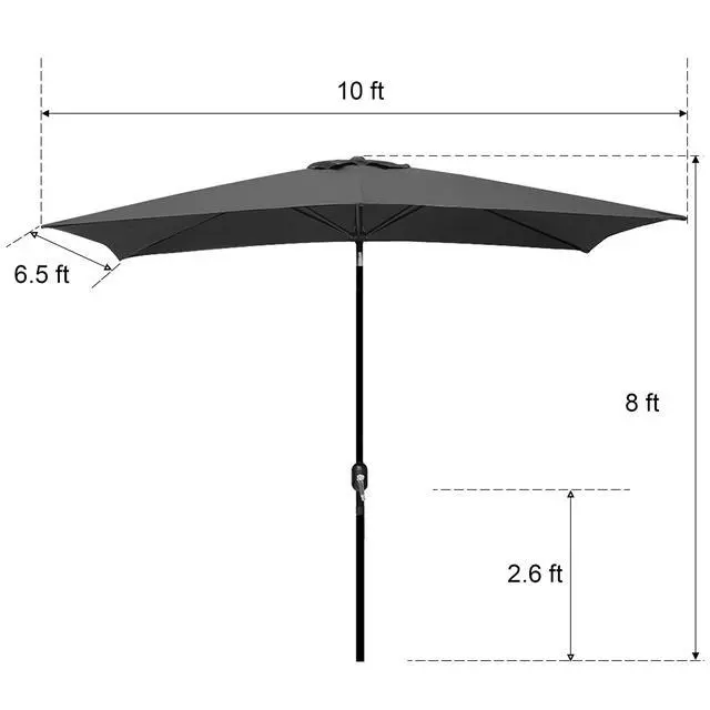 Alt view image 7 of 7 - Blissun 10' Rectangular Patio Umbrella Outdoor Market Table Umbrella with Push Button Tilt and Crank (Cerulean)
