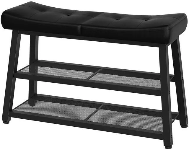 Main image of YATINEY Shoe Bench, 3-Tier Shoe Rack, Entryway Bench with Storage and Cushion, for Hallway, Foyer, Bedroom, Black HX02BB