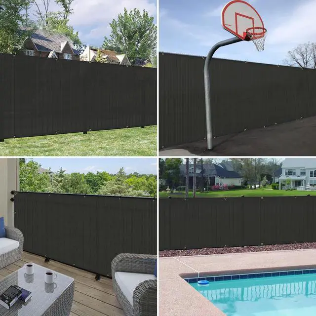Alt view image 3 of 7 - Windscreen4less Privacy Fence Screen 8'x50' Heavy Duty Windscreen Fencing Mesh Fabric Shade Net Cover for Outdoor Wall Garden Yard Pool Deck, Black