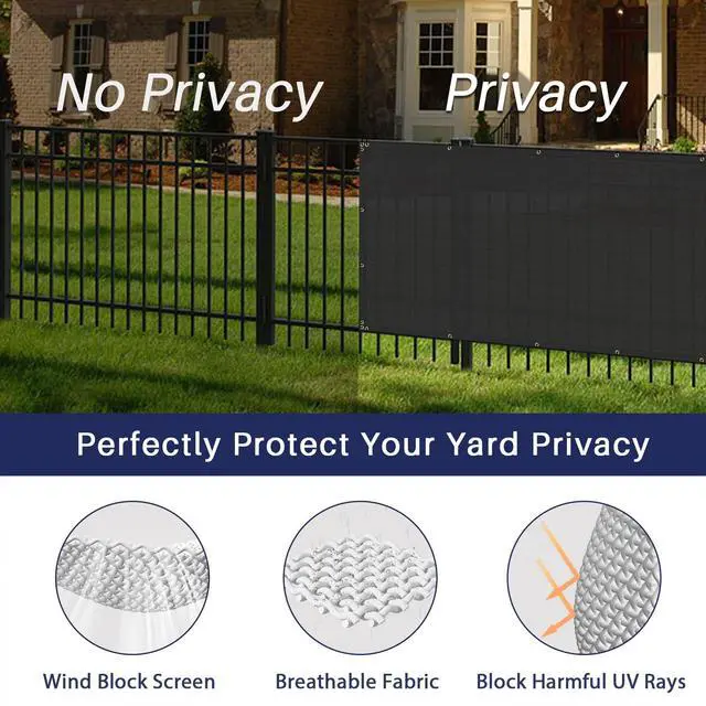 Alt view image 5 of 7 - Windscreen4less Privacy Fence Screen 8'x50' Heavy Duty Windscreen Fencing Mesh Fabric Shade Net Cover for Outdoor Wall Garden Yard Pool Deck, Black