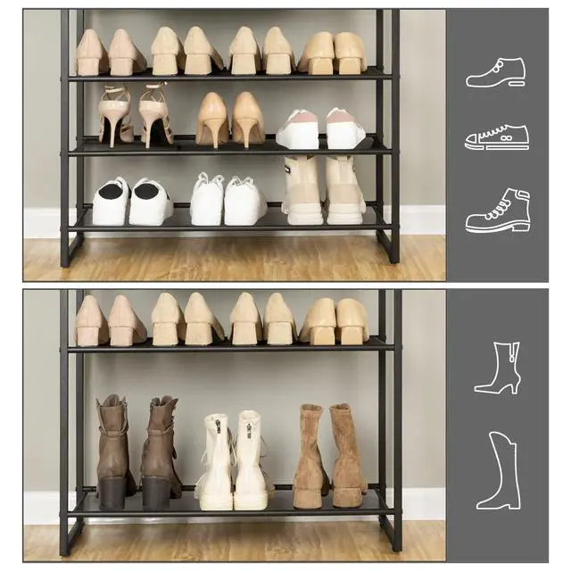 Alt view image 4 of 7 - HOOBRO 10-Tier Shoe Rack for Entryway, 29.5" L Shoe Storage Organizer, Large Capacity Shoe Shelf for Closet, Front Door Entrance, Hallway, Holds 36-40 Pairs of Shoes, Rustic Brown and Black BF107XJ01