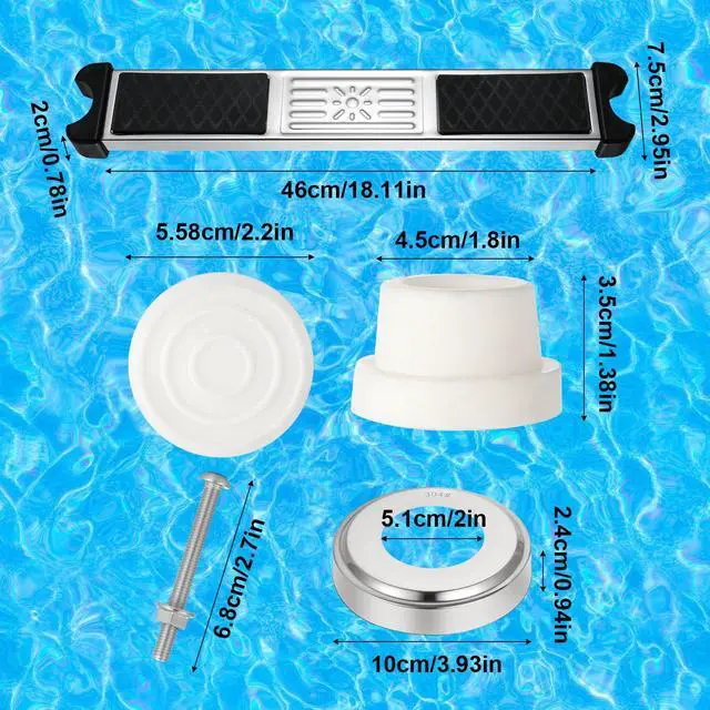 Alt view image 2 of 7 - XLSXEXCL 3 Pack Stainless Steel Swimming Pool Ladder Steps with Pool Ladder Bumpers & Pool Ladder Escutcheon Plates, 18'' Heavy Duty Replacement Pool Ladders for Inground Swimming Pools