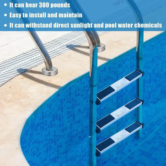 Alt view image 6 of 7 - XLSXEXCL 3 Pack Stainless Steel Swimming Pool Ladder Steps with Pool Ladder Bumpers & Pool Ladder Escutcheon Plates, 18'' Heavy Duty Replacement Pool Ladders for Inground Swimming Pools