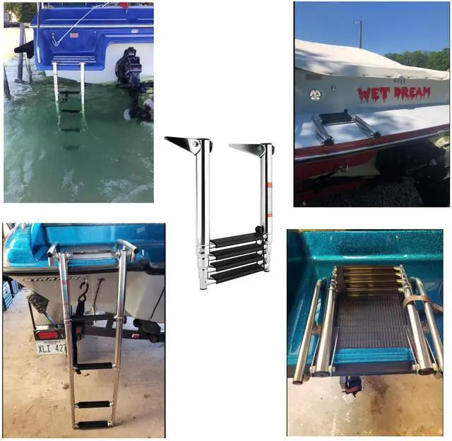 Alt view image 3 of 7 - Amarine Made 4 Step Stainless Steel Telescoping Boat Ladder Swim Step