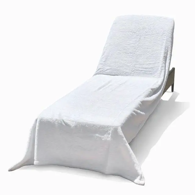 Main image of ARLU HOME Large Luxury Chaise Pool/Lounge Chair Cover Towel - Fitted Elastic Pocket Won't Slide (White) Versatile Size Pocket Fits Most Standard Cushions. Protective, Absorbent, Easy Care