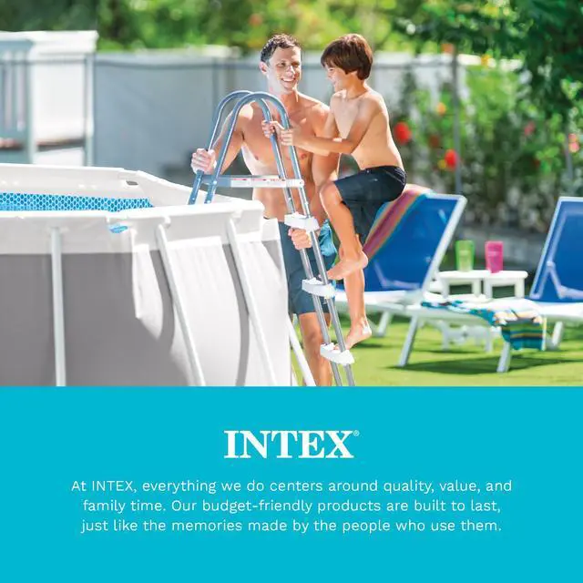Alt view image 6 of 7 - Intex Steel Frame Above Ground Swimming Pool Entry/Exit Ladder for 48" High Wall Pools, 300 Pound Capacity, Accessory Only, Pool Not Included