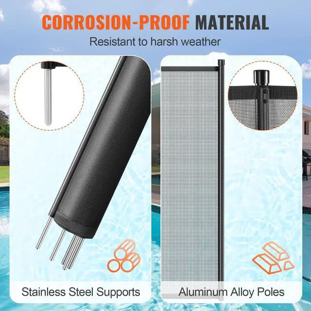 Alt view image 3 of 7 - VEVOR Pool Fence, 4 x 12 FT Pool Fences for Inground Pools, Removable Pool Fencing, Easy DIY Installation Swimming Pool Fence, 340gms Teslin PVC Pool Fence Mesh Protects Kids and Pets