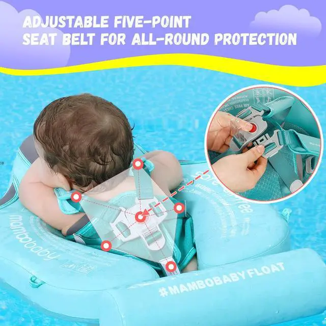 Alt view image 5 of 6 - GENTEACO Mambobaby Baby Swim Float with Canopy Non-Inflatable Infant Pool Float with Tail 3-24 Months Avoid Flip Solid Skin-Friendly Material for Toddler Boys Girls(Deluxe Edition Green)