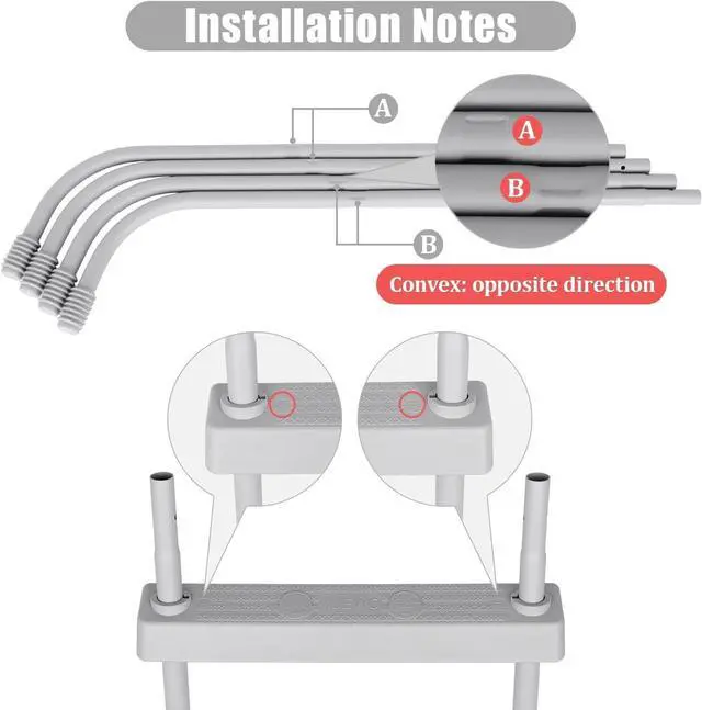 Alt view image 5 of 7 - YUEWO 36" 2-Step Steel Frame Above Ground Swimming Pool Ladder with Non-Slip Plastic Steps for Entry and Exit System Swim Pools
