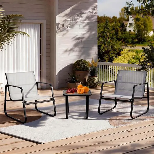 Alt view image 2 of 7 - DUMOS 3 Piece Patio Furniture SetOutdoor Patio Furniture Set with Table, Patio Sectional Bistro Sets for Lawn, Garden, Balcony, Poolside
