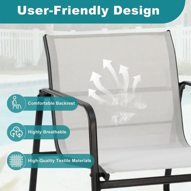 Alt view image 5 of 7 - DUMOS 3 Piece Patio Furniture SetOutdoor Patio Furniture Set with Table, Patio Sectional Bistro Sets for Lawn, Garden, Balcony, Poolside