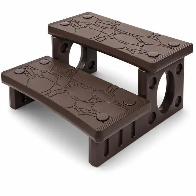 Main image of XtremepowerUS Universal Multi Purpose 2-Step Spa Hot Tub Pool Outdoor Indoor Camper RV Deck Steps Sided Step for Porch, Patio, Deck, Bathtub, Swimming Pool Mocha