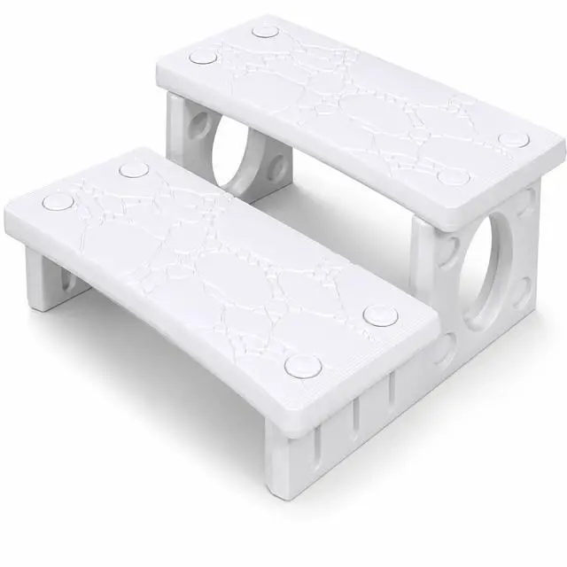 Main image of XtremepowerUS 2-Steps Heavy Duty Plastic Resin Spa Steps - Hot Tub, Inflatable Pool, and Patio Accessories, for Outdoor Use, Weatherproof Materials, White