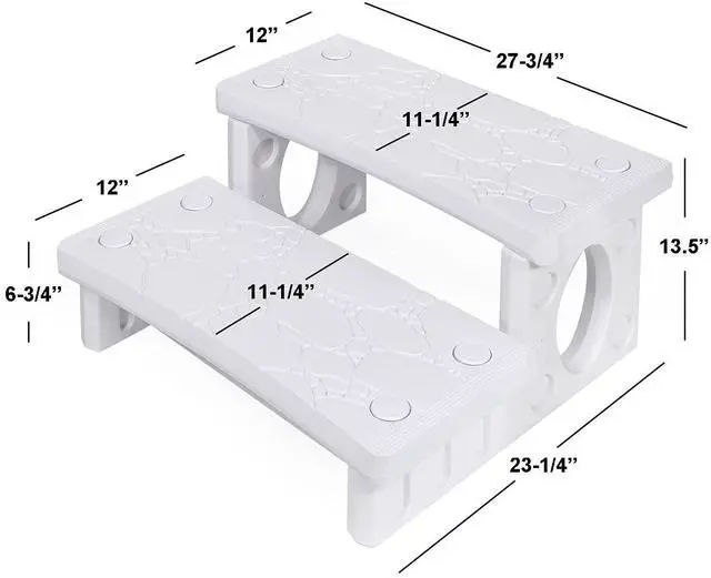 Alt view image 6 of 6 - XtremepowerUS 2-Steps Heavy Duty Plastic Resin Spa Steps - Hot Tub, Inflatable Pool, and Patio Accessories, for Outdoor Use, Weatherproof Materials, White
