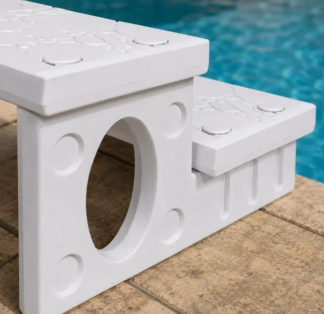 Alt view image 4 of 6 - XtremepowerUS 2-Steps Heavy Duty Plastic Resin Spa Steps - Hot Tub, Inflatable Pool, and Patio Accessories, for Outdoor Use, Weatherproof Materials, White