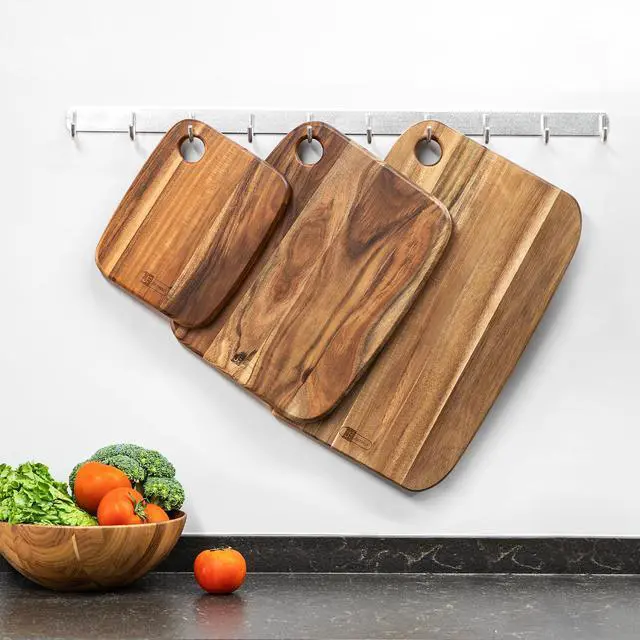Alt view image 7 of 7 - Acacia Wood Cutting Boards Set of 3 for Kitchen, Large Wooden Cutting Board Set, Thick Chopping Board,Butcher Block,Wooden Trays for Meat, Fruit Vegetable and Cheese