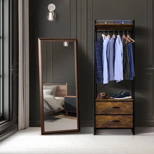 Alt view image 6 of 6 - Sorbus Clothing Rack with Drawers - Clothes Stand Dresser - Wood Top, Steel Frame, & Fabric Drawers - Tall Closet Storage Organizer - Garment Rack for Hanging Shirts, Dresses, & Jackets