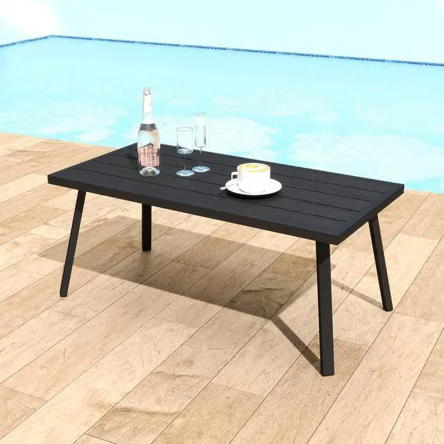 Main image of Helios&Hestia Small Rectangle Iron Outdoor Coffee Side End Table for Patio, Deck, Backyard, Garden, Poolside, Black