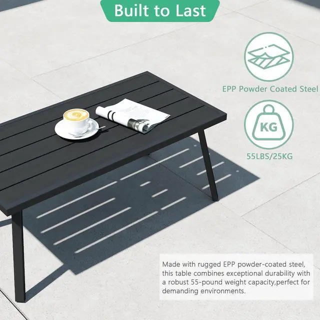 Alt view image 3 of 6 - Helios&Hestia Small Rectangle Iron Outdoor Coffee Side End Table for Patio, Deck, Backyard, Garden, Poolside, Black