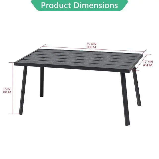 Alt view image 6 of 6 - Helios&Hestia Small Rectangle Iron Outdoor Coffee Side End Table for Patio, Deck, Backyard, Garden, Poolside, Black