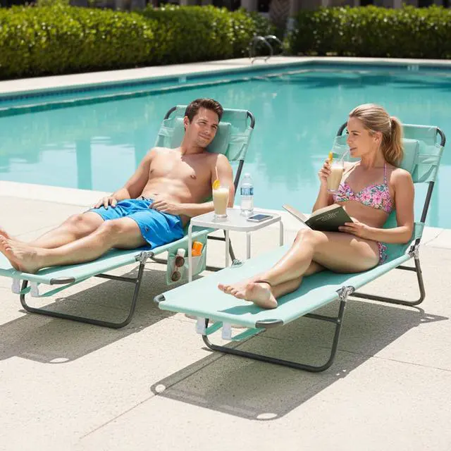 Alt view image 6 of 7 - SunnyFeel Lounge Beach Chair for Adults with Face Hole, Backpack Reclining Beach Chairs Lay Flat, Sun Face Down Tanning Chair, Portable Folding Camping Cot for Outside Pool, Sunbathing, Reading
