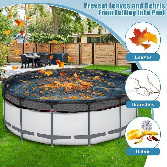 Alt view image 6 of 7 - RGJ 24 FT Pool Leaf Net Cover for Above Ground Pools, Ultra-Fine 0.15 Mesh Pool Cover with Winch & Cable, Pool Leaf Cover Prevents Leaves and Debris from Entering Pool