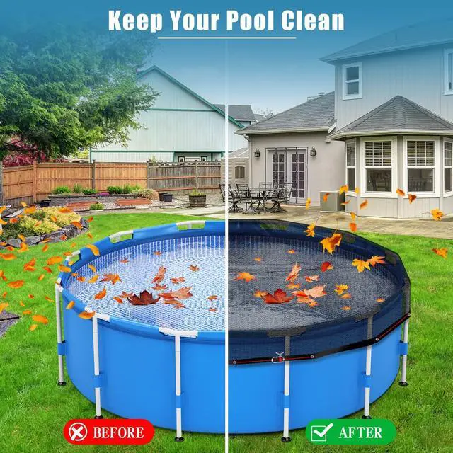 Alt view image 7 of 7 - RGJ 24 FT Pool Leaf Net Cover for Above Ground Pools, Ultra-Fine 0.15 Mesh Pool Cover with Winch & Cable, Pool Leaf Cover Prevents Leaves and Debris from Entering Pool