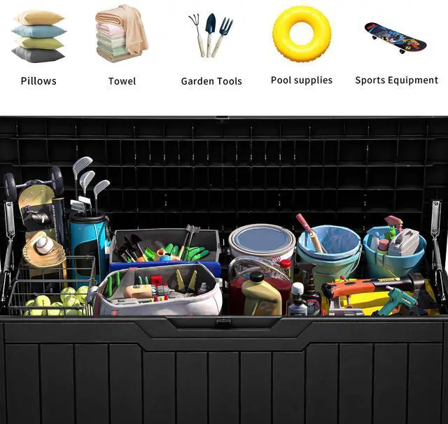 Alt view image 2 of 7 - YITAHOME 80-Gallon Waterproof Resin Outdoor Storage Box, Lockable Storage Container for Outdoor Furniture, Cushion Storage, Pool Accessories, Garden Tools and Sporting Gear, Black