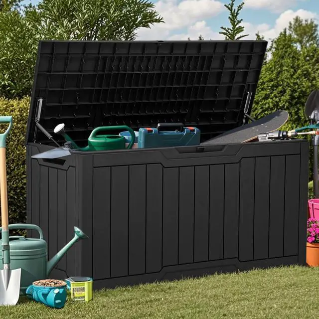 Alt view image 6 of 7 - YITAHOME 80-Gallon Waterproof Resin Outdoor Storage Box, Lockable Storage Container for Outdoor Furniture, Cushion Storage, Pool Accessories, Garden Tools and Sporting Gear, Black